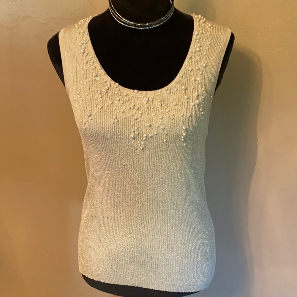 Creme tank with shimmer